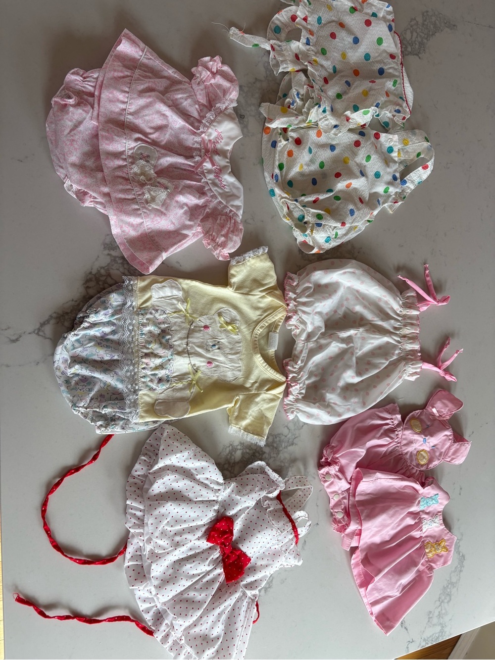 Lot of vintage baby girl summer outfits size newborn and 3-6 months